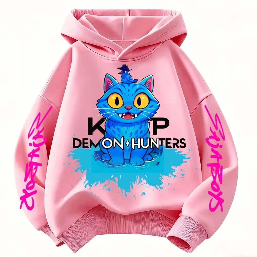 Color: Yellow, Kid Size: 3T - 2025 New Saja Boys Derpy KPop Demon Hunter Cartoon Boy Hooded Sweatshirt Warm Wave Fashion Casual Tops Casual Black Clothing