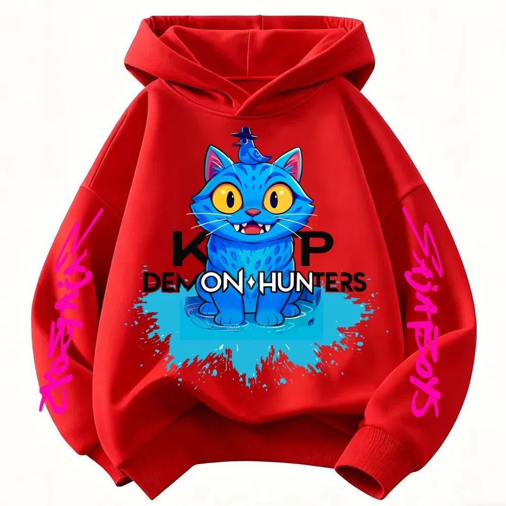 Color: Yellow, Kid Size: 3T - 2025 New Saja Boys Derpy KPop Demon Hunter Cartoon Boy Hooded Sweatshirt Warm Wave Fashion Casual Tops Casual Black Clothing