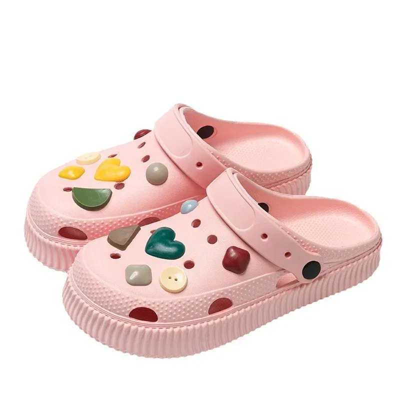 Color: DEEP BLUE, Shoe Size: 36-37 - Shoes hole shoes girls wear outside couple bag head women cool slippers