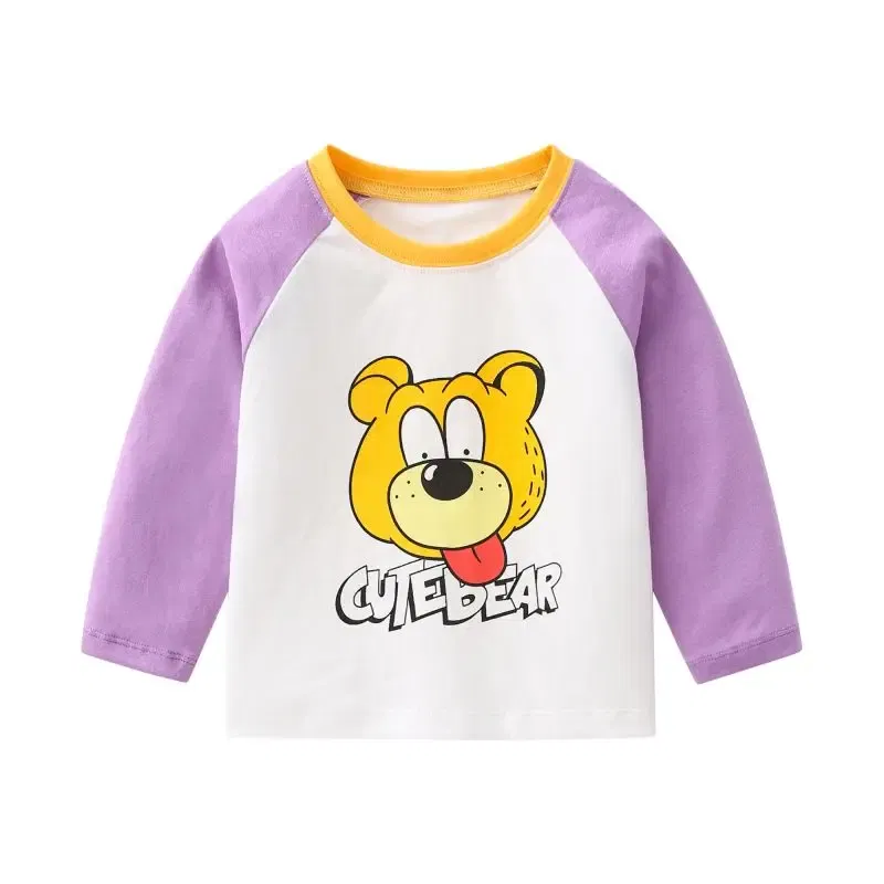 Color: Yellow, Kid Size: 12M - Children's long-sleeved T-shirt 2024 spring & fall new style small and medium-sized kidsren's baby round neck bottoming shirt