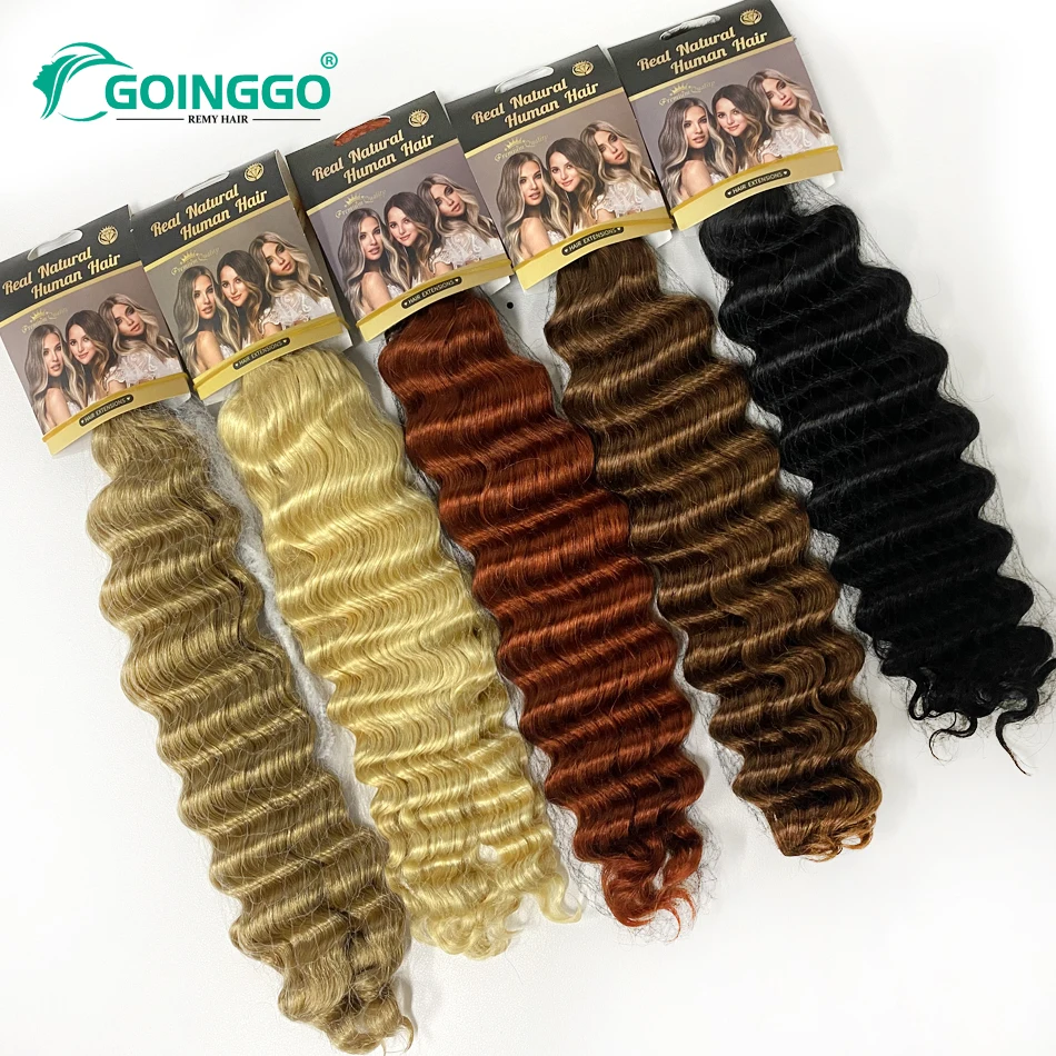Color: 4/27HL, Stretched Length: 26inches - Pre-Colored Brazilian Deep Wave Bulk Human Hair No Weft Remy Bulk Human Hair 14 To 28 Inch Bulk Hair Extension Crochet Braids