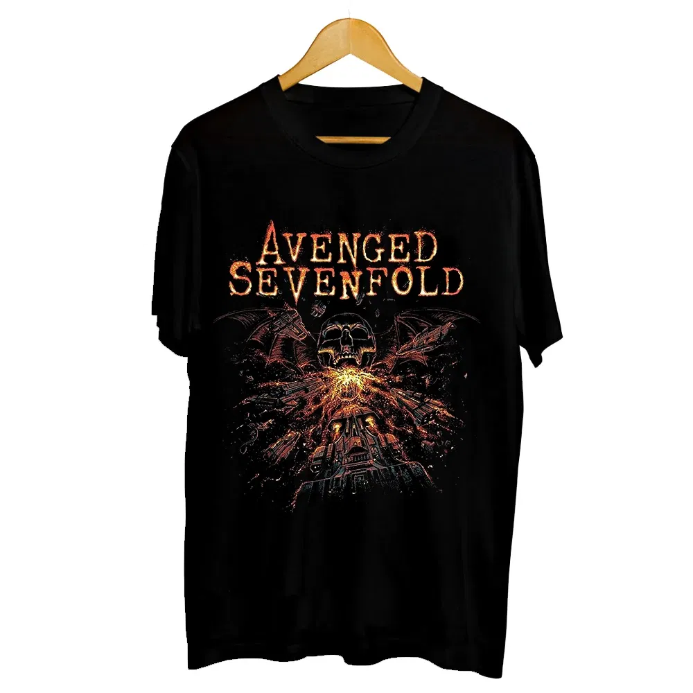 Color: Gold, Size: M - Men Clothes Round Neck T-shirt  Heavy Metal Band Rock Cotton Breathable Print Womens Plus Size Tees