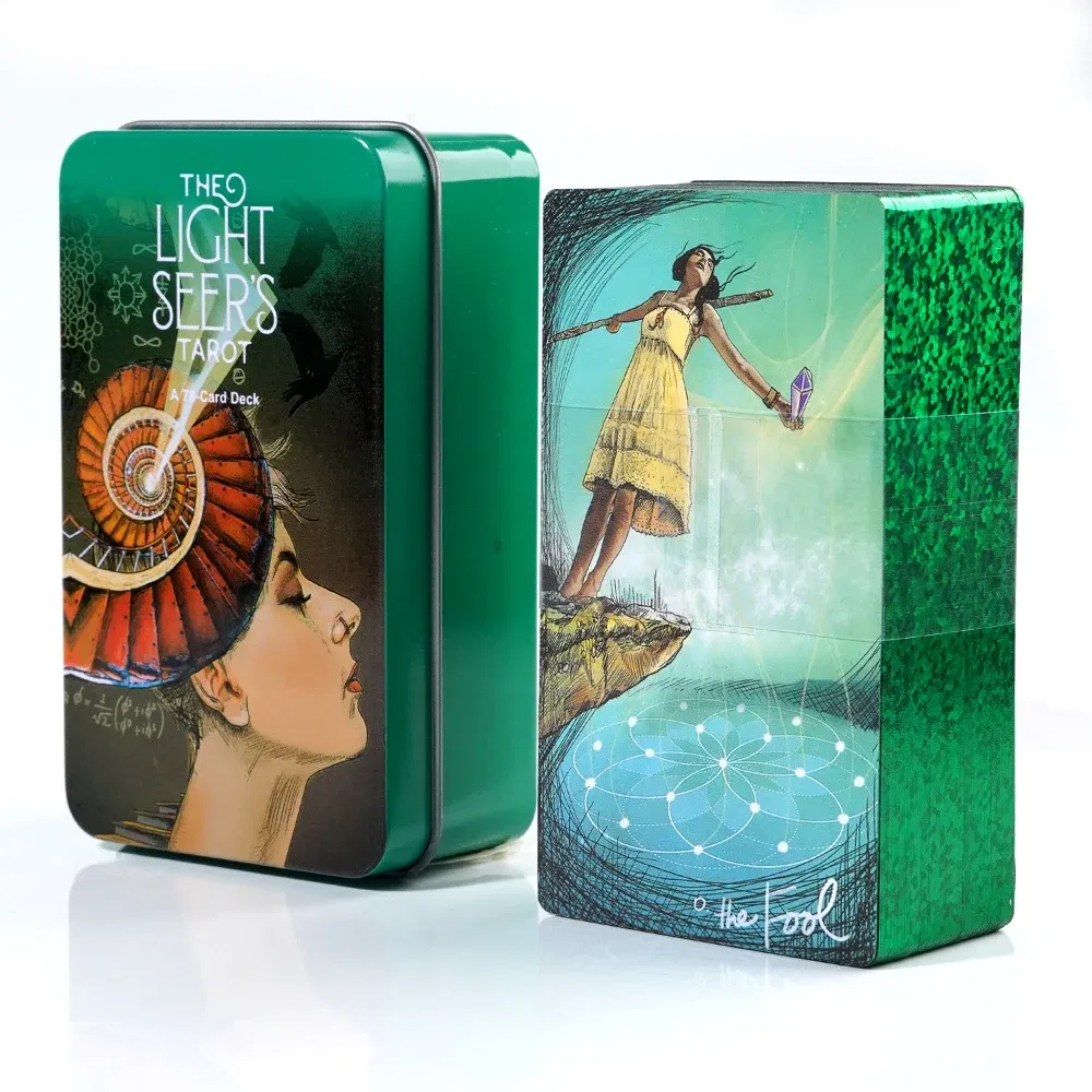 Color: Dark Khaki - Adventures time Tarot 78pcs Cards in a Tin Metal Box Gold plated Edge Tarot Cards For Divination Tarot Deck Beautiful Package