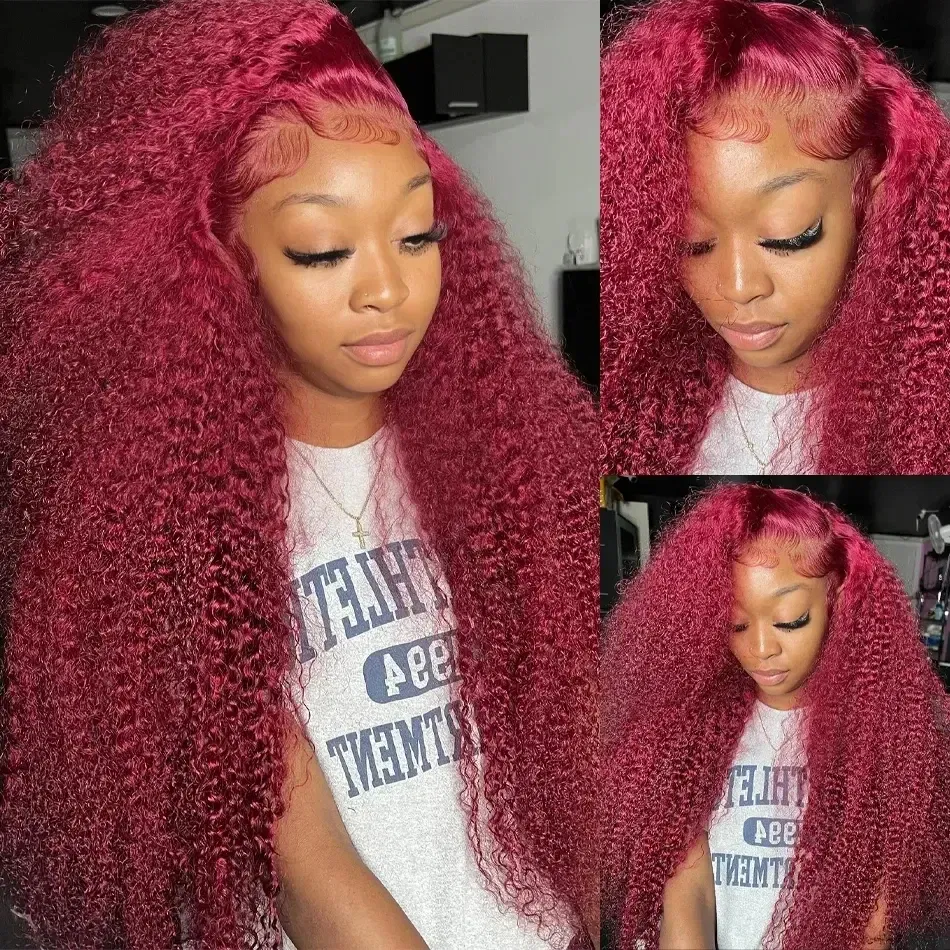 Color: T1B/613, Ships From: CHINA, Stretched Length: 28inches, Density: 180% - Red Curly Wigs 99J Burgundy 13X6 Hd Lace Frontal Human Hair Wig Colored Deep Wave Frontal Wig 13X4 Red Lace Front Human Hair Wig