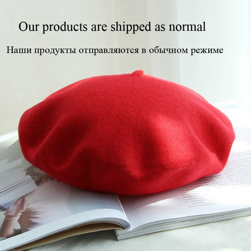 Color: Dark Grey, Hat Size: One Size - Wool Thick Berets Artist French Beret Women Painter Hat Girls Female Warm Walking Cap