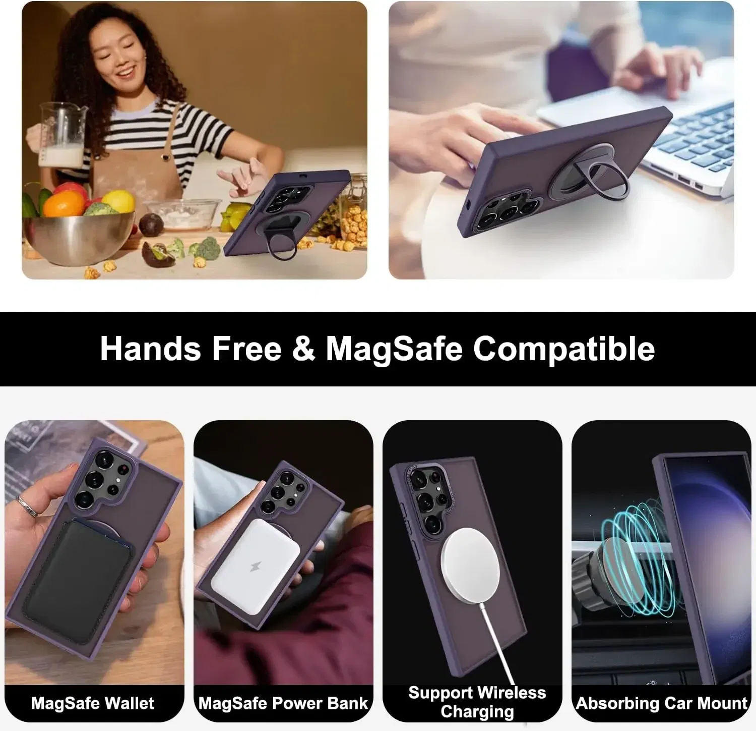 Material: NEOPRENE, Color: Blue - Luxury Magsafe Wireless Charging Case for Samsung S24 S23 S22 Ultra Plus Case Skin Feel Magnetic Shockproof S23 FE Cover
