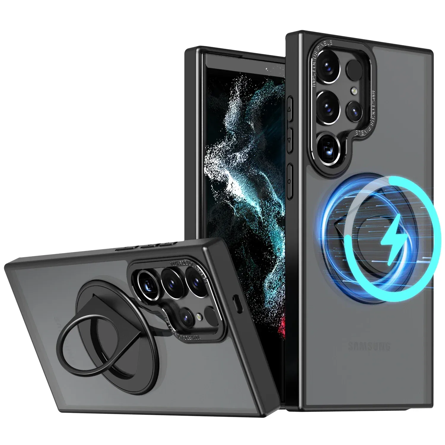 Material: NEOPRENE, Color: Blue - Luxury Magsafe Wireless Charging Case for Samsung S24 S23 S22 Ultra Plus Case Skin Feel Magnetic Shockproof S23 FE Cover