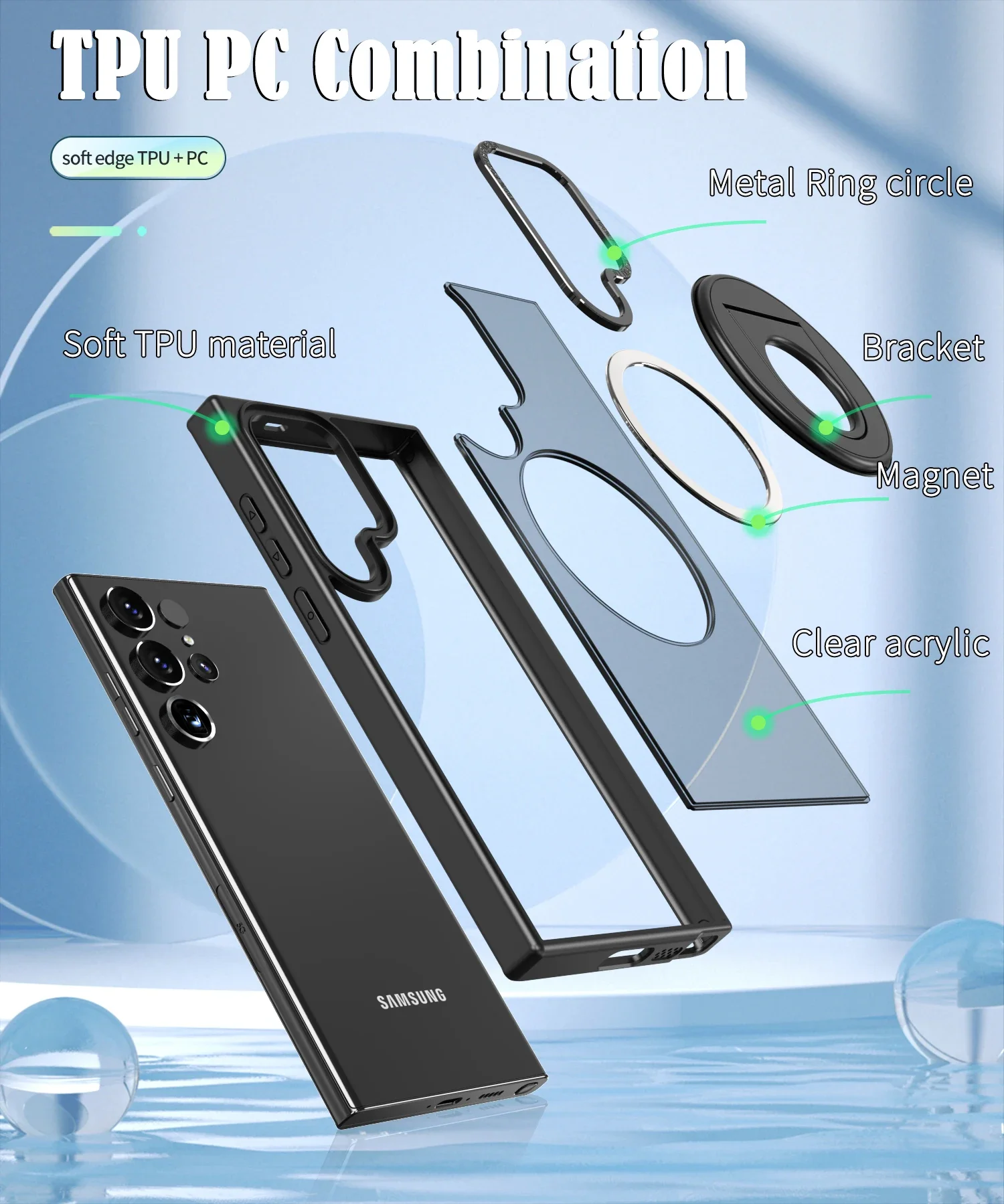 Material: NEOPRENE, Color: Blue - Luxury Magsafe Wireless Charging Case for Samsung S24 S23 S22 Ultra Plus Case Skin Feel Magnetic Shockproof S23 FE Cover