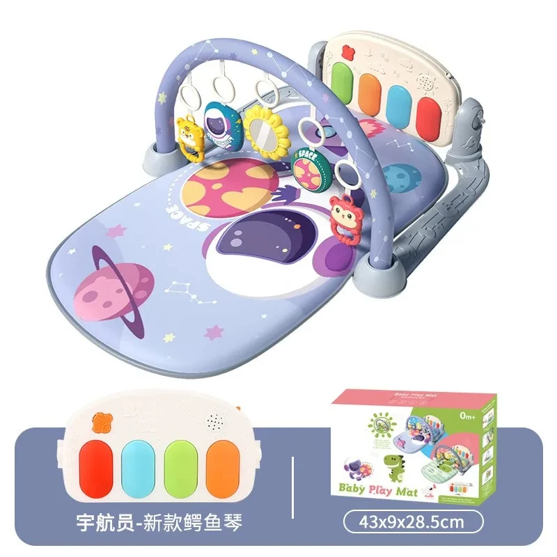 Color: DEEP BLUE - Baby Fitness Frame Floor Mat Newborn Piano Crawling Blanket Pedal Children Play Mat Rack Crawling Blanket Infant Play Rug Gifts