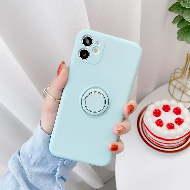 Color: Khaki, Compatible-Phone Models: For iPhone 15, Ships From: CN - With Ring Holder Shockproof Case For IPhone 16 15 14 13 12 11 Pro Max Silicone TPU Soft Back Cover