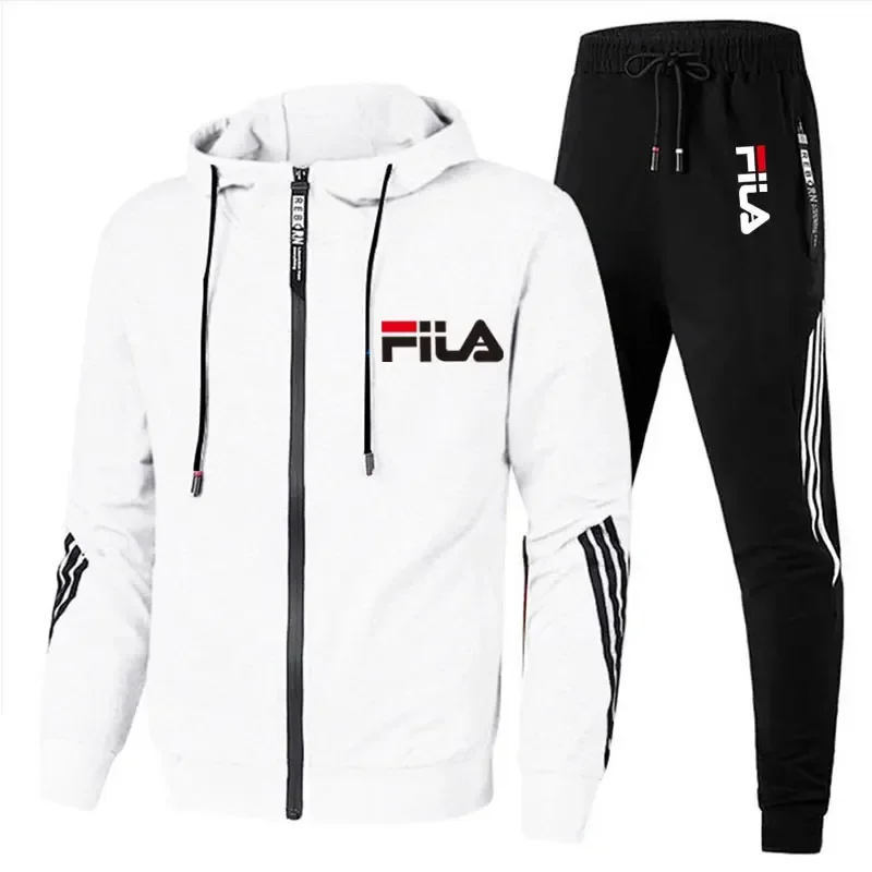Color: GRAY, Size: XL, Ships From: CHINA - Men's spring and Fall outdoor zipper jacket + sweatpants jogging set Casual basketball fitness two-piece set