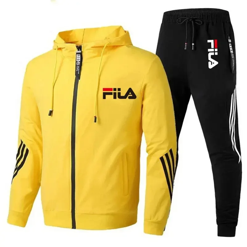 Color: GRAY, Size: XL, Ships From: CHINA - Men's spring and Fall outdoor zipper jacket + sweatpants jogging set Casual basketball fitness two-piece set