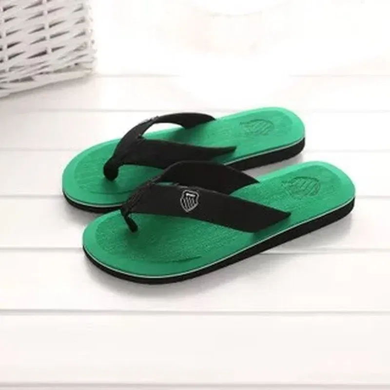 Color: GRAY, Shoe Size: 44 - 2024 New Shoes Men Summer Men Flip Flops High Quality Beach Sandals Anti-slip Zapatos Hombre Casual Shoes Man Slippers
