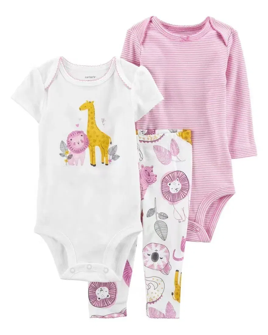 Color: Red, Ships From: CHINA, Kid Size: 12M - 3PCS Baby Clothing Set Autumn Newborn Baby Girl Pure Cotton Clothes Set Soft Cute Animal Kids Bodysuits+Pants+Romper Bebe 6-24M