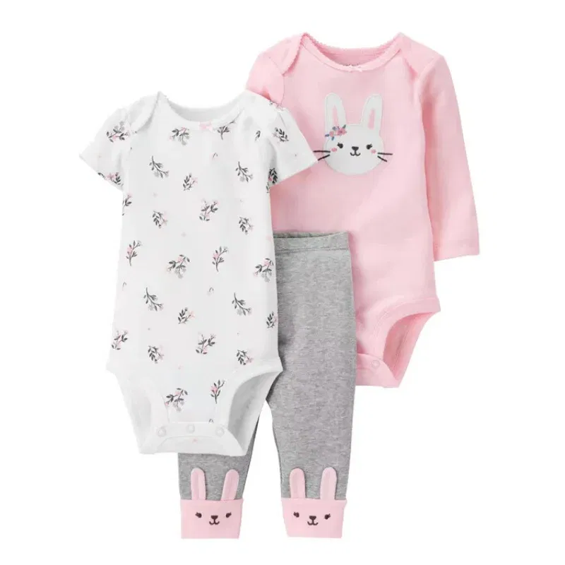 Color: Red, Ships From: CHINA, Kid Size: 12M - 3PCS Baby Clothing Set Autumn Newborn Baby Girl Pure Cotton Clothes Set Soft Cute Animal Kids Bodysuits+Pants+Romper Bebe 6-24M