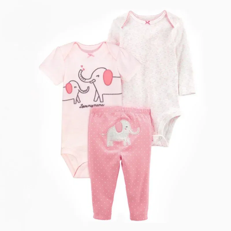 Color: Red, Ships From: CHINA, Kid Size: 12M - 3PCS Baby Clothing Set Autumn Newborn Baby Girl Pure Cotton Clothes Set Soft Cute Animal Kids Bodysuits+Pants+Romper Bebe 6-24M