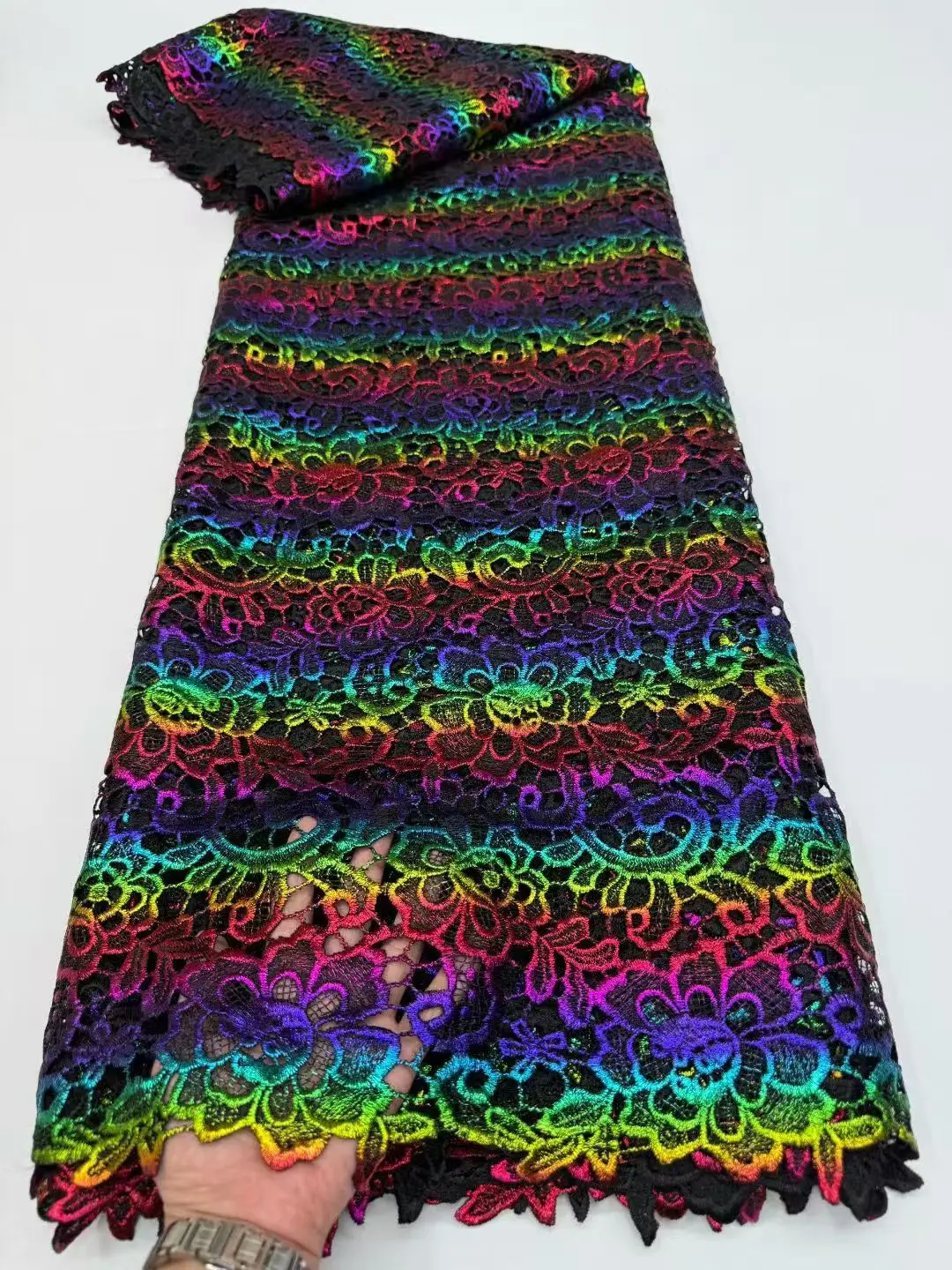 Color: Khaki, Width: 120cm, Length: 5 yards - Luxury African Cotton Cord Lace Fabric 2025 High Quality Nigerian Gilding Guipure Cord Lace Fabric Woman Wedding Sewing Material