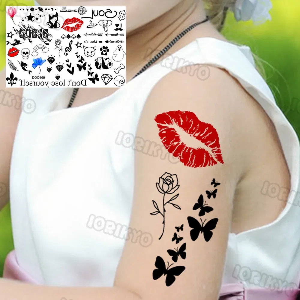 Color: DARK GRAY - Skull Temporary Tattoos For Kids Men Women Adult Face Neck Pirate Captain Tattoo Sticker Monster Fake Skeleton King Tatoos