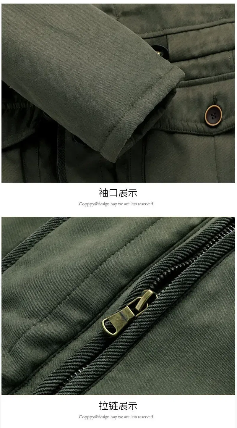 Color: green, Size: 4XL - Winter Parka Military Outdoor Fleece Men Large SIZE Men Warm Jacket Men Cotton Windproof Casual Parka Stand Collar Lamb Cashmere