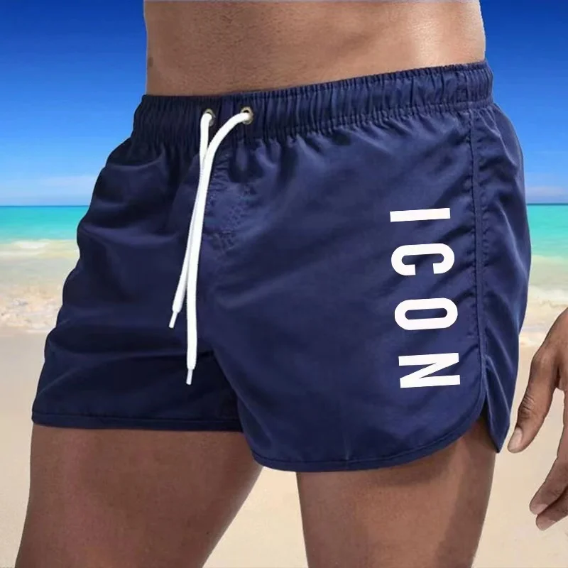 Color: Sky blue, Size: L - ICON Summer men's luxury beach pants clothing quick dry gym jogging sexy shorts vacation casual swimming trunks