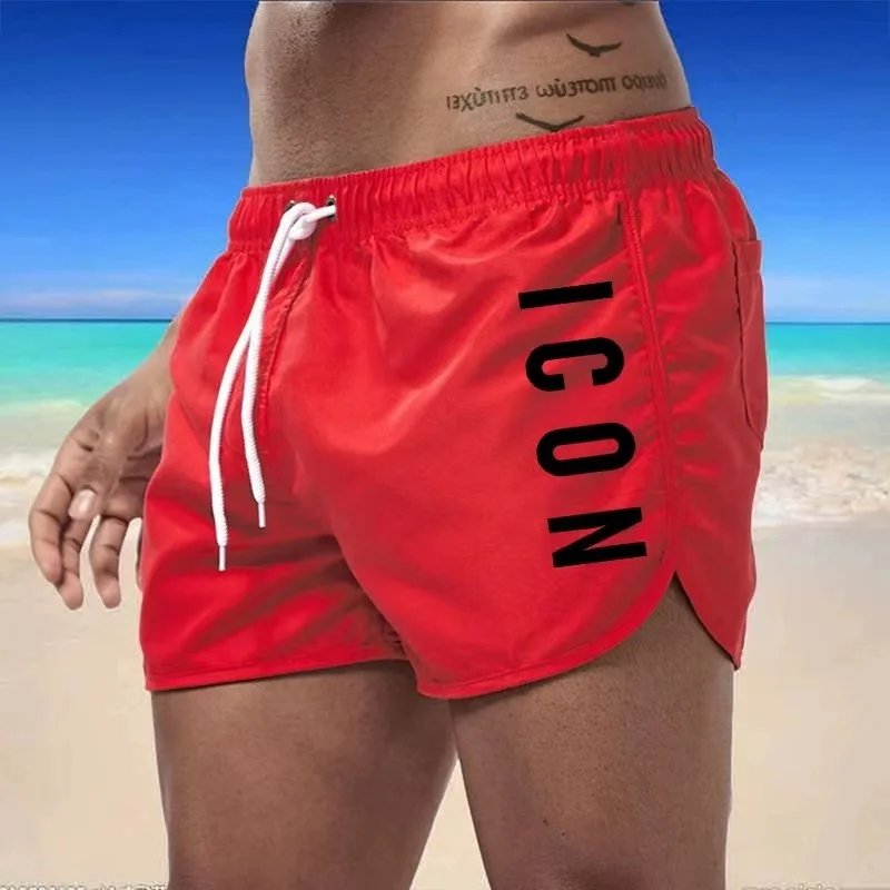 Color: Sky blue, Size: L - ICON Summer men's luxury beach pants clothing quick dry gym jogging sexy shorts vacation casual swimming trunks