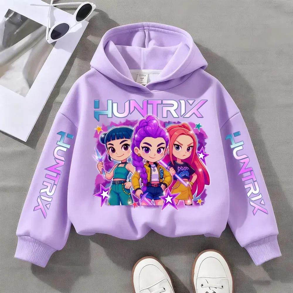 Color: MULTI, Kid Size: 104 - Witch Hunter Group Zoey Cosplay Costume Girls Womens Halloween Party Costumes Demon Hunter Idol Girl Group Purple Casual Hoodie