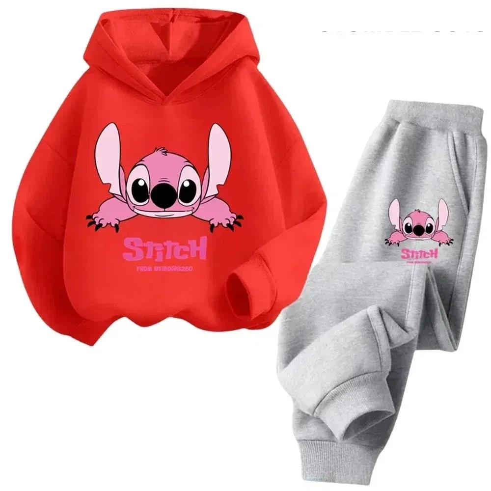 Color: Khaki, Kid Size: 3T - Children Hoodies Stitch Kawaii Fashion Pullover Sweatshirt Anime Trucksuit Manga Cartoons Girls Boy Kids Autumn Casual Clothes