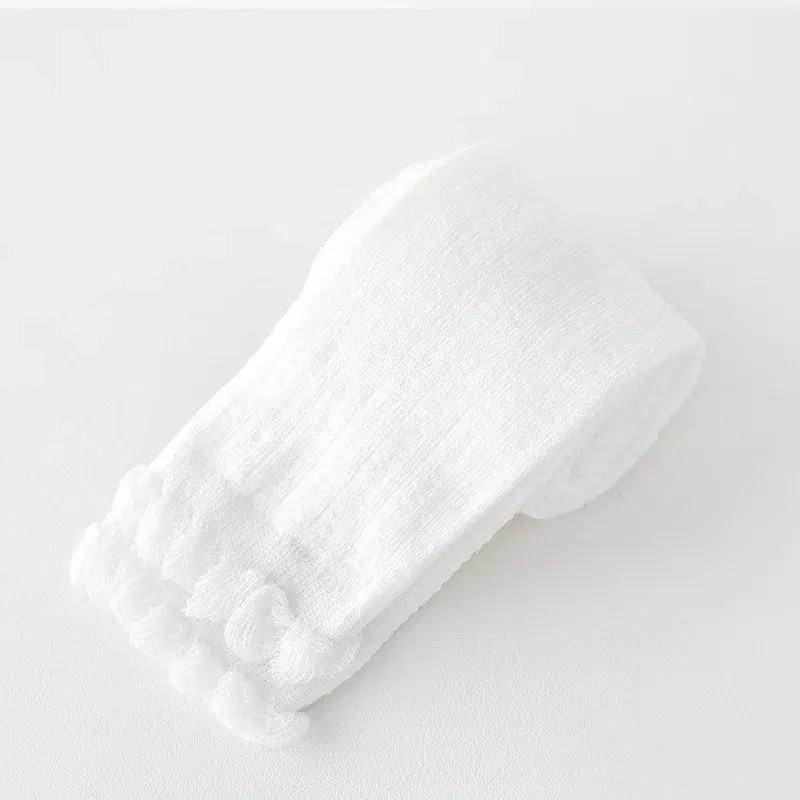 Color: Pink, Size: 128, Ships From: CHINA - Summer Spring Mesh Baby Girls Stretch Leggings Cotton Solid Ruffle Edge Toddler Kids Pants