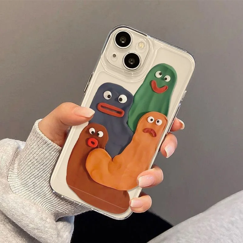 Color: Beige, Material: CANVAS - Funny Silly Putty Phone Case For iPhone 11 12 13 14 15 16 Pro Max XR X XS Mini 8 7 Plus SE 2020 Fashion Clear Case