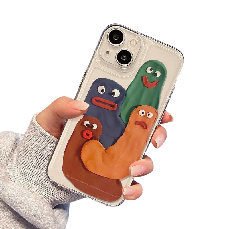 Color: Beige, Material: CANVAS - Funny Silly Putty Phone Case For iPhone 11 12 13 14 15 16 Pro Max XR X XS Mini 8 7 Plus SE 2020 Fashion Clear Case