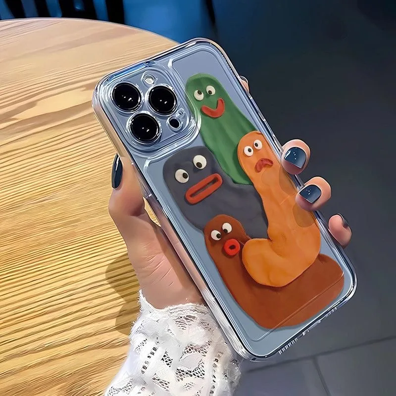 Color: Beige, Material: CANVAS - Funny Silly Putty Phone Case For iPhone 11 12 13 14 15 16 Pro Max XR X XS Mini 8 7 Plus SE 2020 Fashion Clear Case