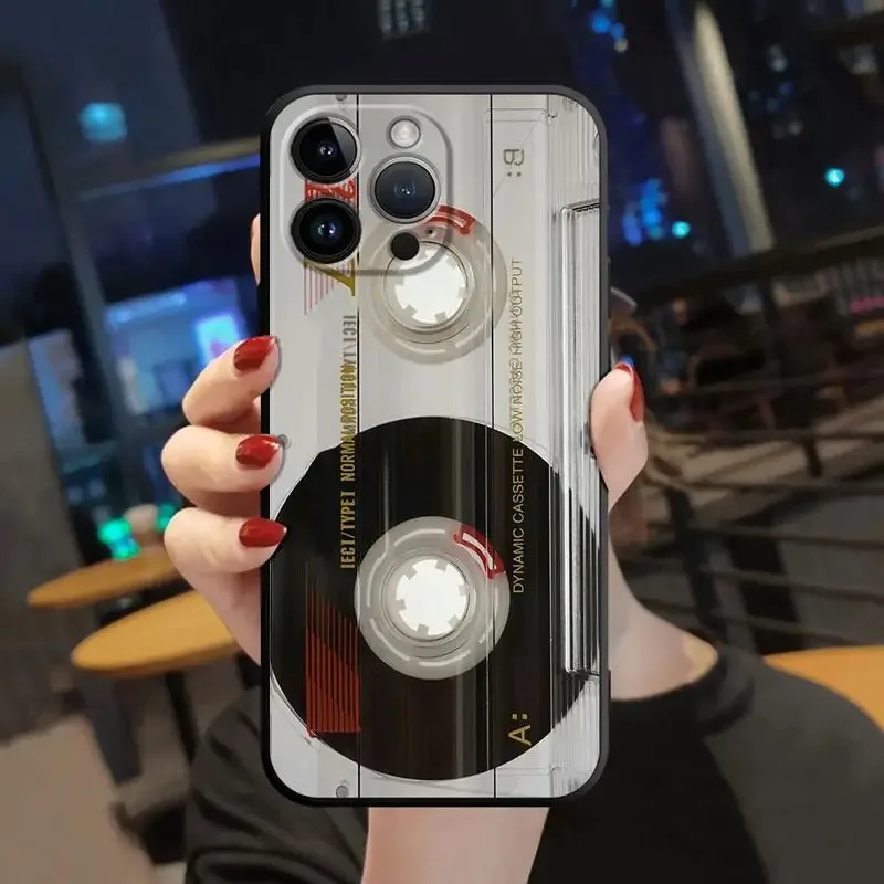 Color: Blue, Material: Microfiber - Phone Case For Apple iPhone 11 12 13 14 15 16 Pro 7 XR X XS Max 8 Plus SE 2022 Phone Cover Shell Magnetic Radio Tape Cassette