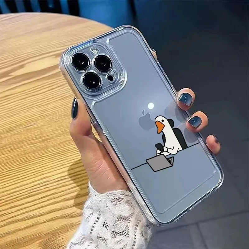 Color: Beige, Compatibility by Model: iPhone 13 Pro - Cute Duck Phone Case For iPhone 16 15 14 13 12 11 Pro Max XS X XR 7 8 Plus Mini SE 2020 2022 Mobile Funda Transparent