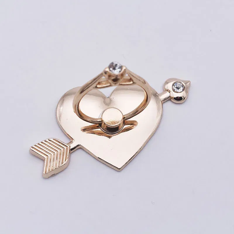 Color: black - Mental Mobile Phone Ring Buckle Bracket Full Metal 360 Back Sticker One Arrow Through The Heart Love Phone Stand accessories