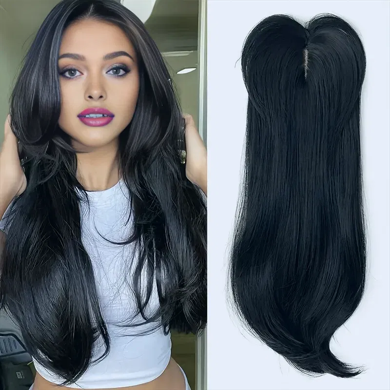 Color: #2, Stretched Length: 22inches - 22 inch top wig block hairpiece wig piece with clip ladies wig heat resistant fiber suitable for beginners daily wear