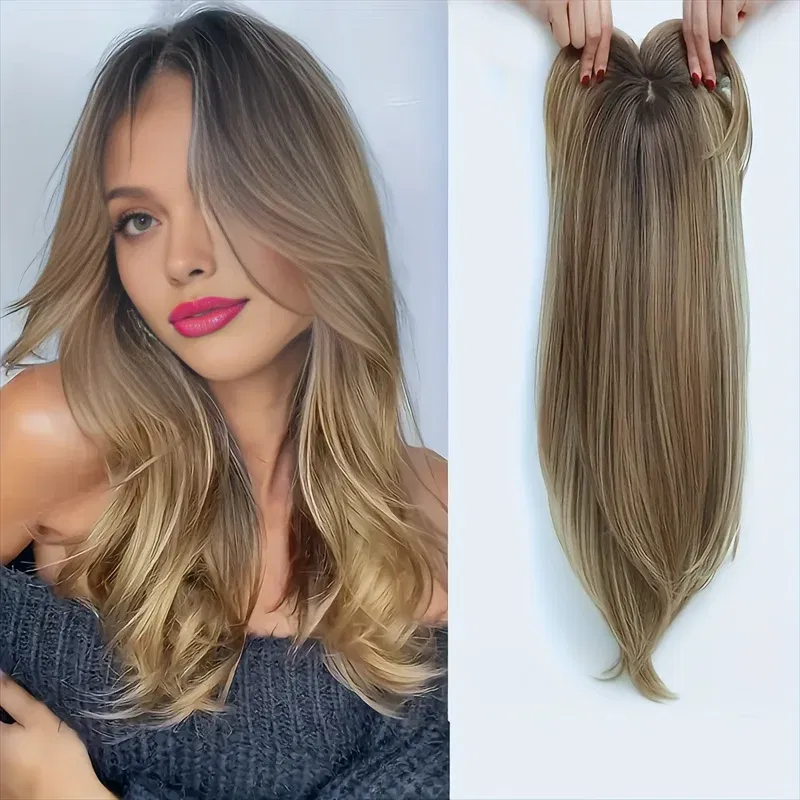 Color: #2, Stretched Length: 22inches - 22 inch top wig block hairpiece wig piece with clip ladies wig heat resistant fiber suitable for beginners daily wear