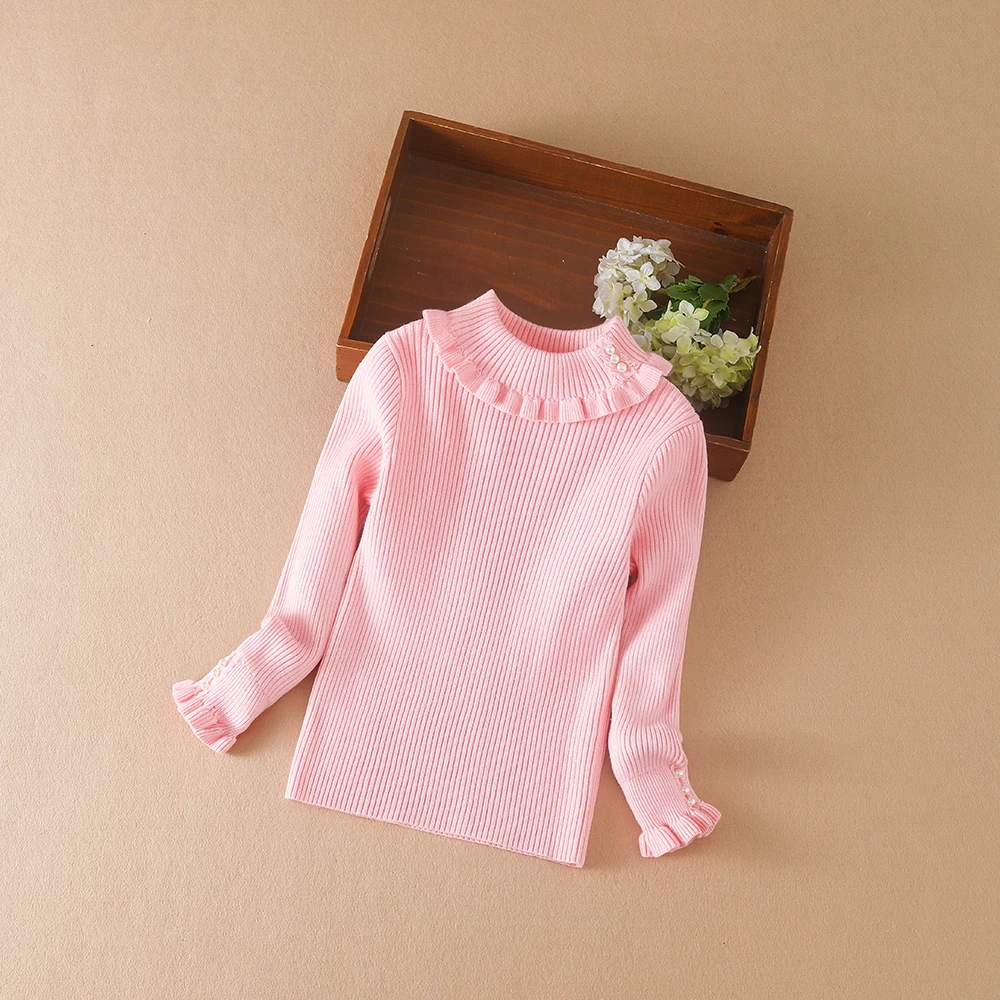 Color: black, Kid Size: 5T - Girls Sweater 2025 New Winter Children Clothes Kids Tops Warm Knitwear Kids Sweater Baby Girls Turtleneck Sweaters