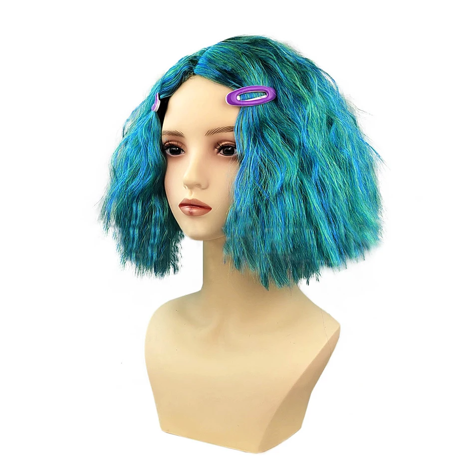 Color: Red - Exclusive Masquerade Joy Sadness Envy Disgust Multiple Styles Wig with Headpiece and Waterdrop Clips Elevate Your Costume Game