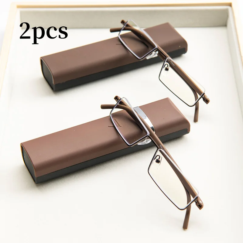 Frame Color: light brown, Eye Prescription: 0 - 2Pcs Suit Anti-blue Light Reading Glasses Ultralight TR90 Sport Presbyopia Eyeglasses Women Men Far Sight Eyewaer With Case +1.2