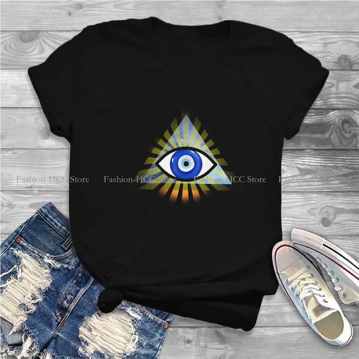 Color: WHITE, Size: M - Evil Eyes Polyester TShirts Evil Eye Protection - All Seeing Eye Personalize Homme T Shirt Hipster Tops
