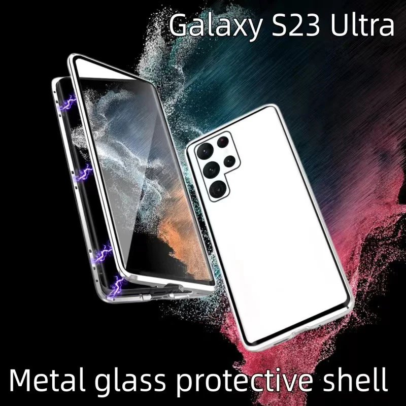 Color: Gold, Material: POLYESTER - Full Wrap Metal Bezel Case For Samsung Galaxy S23 S22 Ultra S21 S20 FE S24 Note 10 20 Lite Plus Double-Sided Glass Back Cover