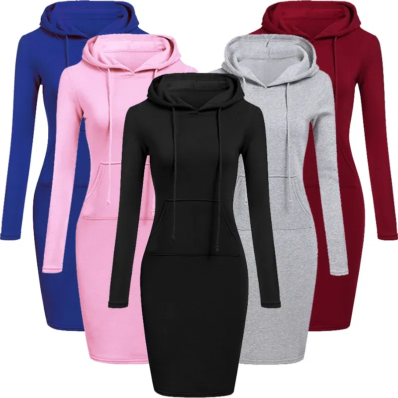 Color: black, Size: XXL - Ladies Dress Autumn Women Hooded Dresses Hoodies Women Sweatshirts Women Hoodies Dress Tops Ladies Clothing