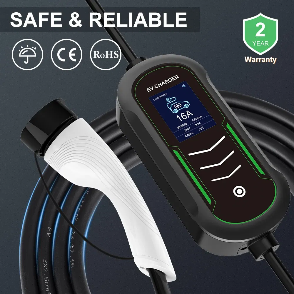 Color: black - IPENGEN Portable EV Charger 220V 7KW J1772 Type1 IEC62196 Type2 GBT Charger 32A Adjustable Current Charger for Electric Car