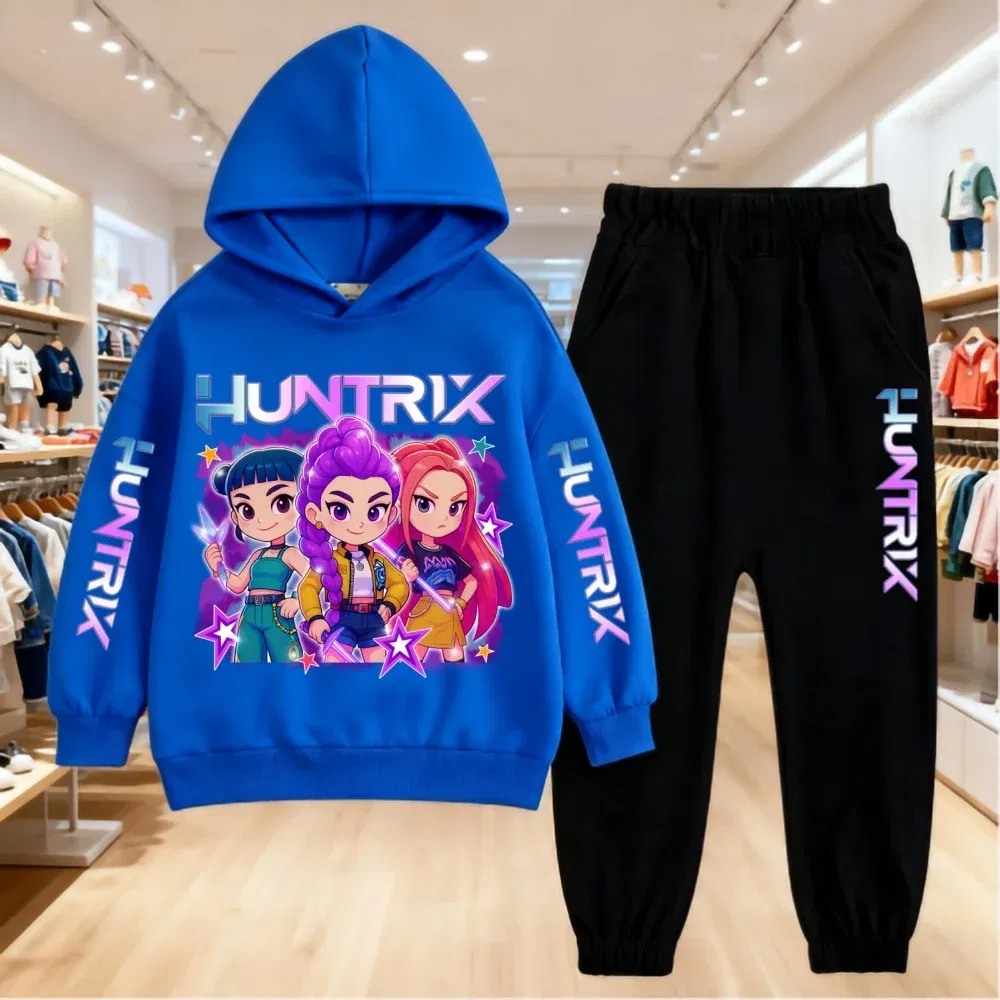 Color: Brown, Kid Size: 13 - 2025 KPop Demon Hunters Kids Hoodie Set Boys Teen Girls Hoody Sweatshirts With Pants Tracksuit Children's Autumn Clothing 2pcs