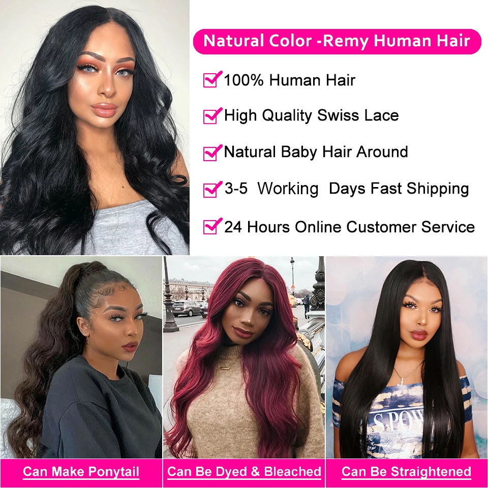 Color: #1B, Ships From: CHINA, Stretched Length: 32inches, Density: 150% - Body Wave 4x4 Glueless HD Lace Closure Wigs For Women 13x4 13x6 Human Hair Wig Brazilian Transparent Lace Front Wig Pre Plucked