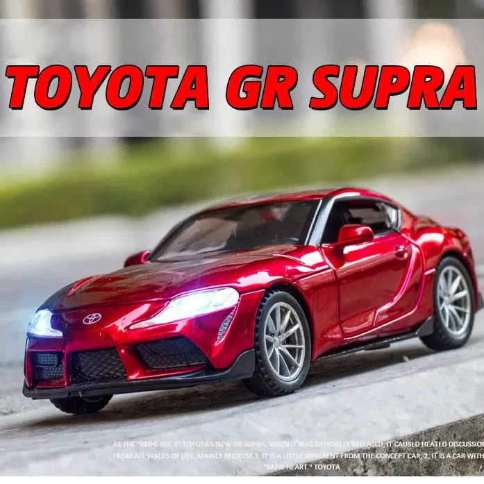 Color: green - 1:32 Toyota GR SUPRA Diecast Alloy Car Model High Simulation Metal Toy With Sound Light Pull Back For Kid Children Collection