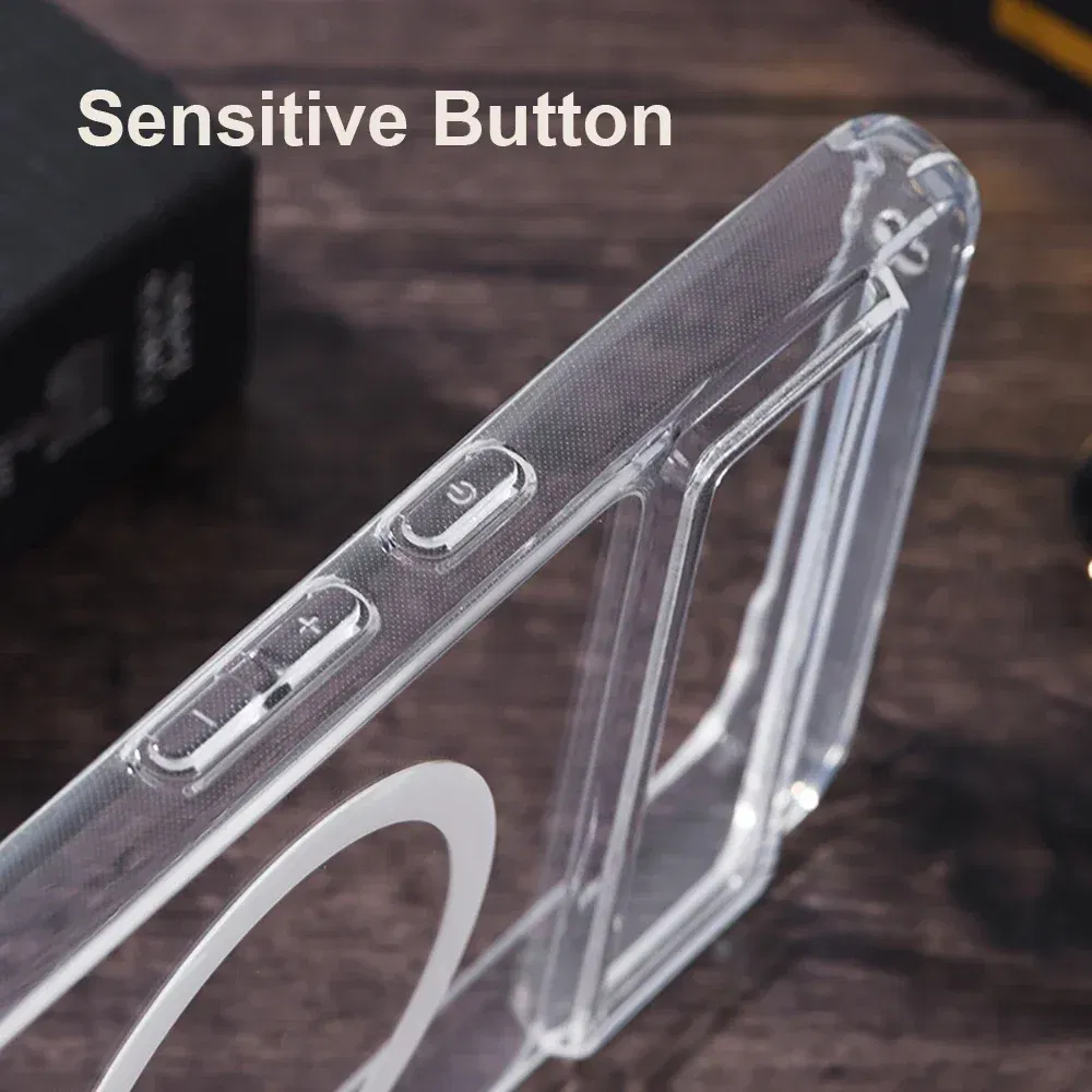 Color: Clear, Material: aluminum - Transparent Magnetic for Magsafe Wireless Charge Phone Case for Google Pixel 9 8 Pro XL 7 7A Shockproof Clear Anti-fall Cover