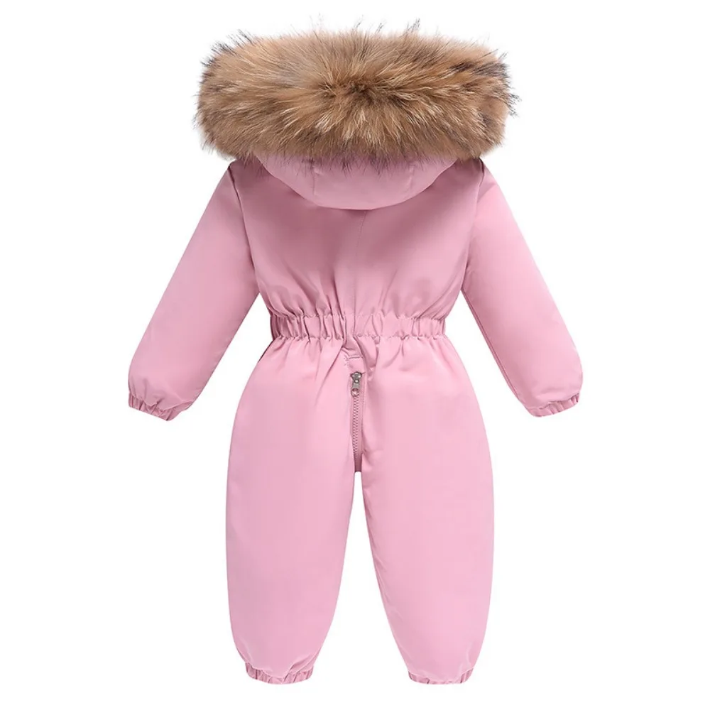 Color: Beige, Kid Size: 6M - 2024 New Cute Simple Children's One-piece Down Jacket 1-6 Years Old Outdoor Skiwear Jacket Crawling Suit Boys Girls Onesie