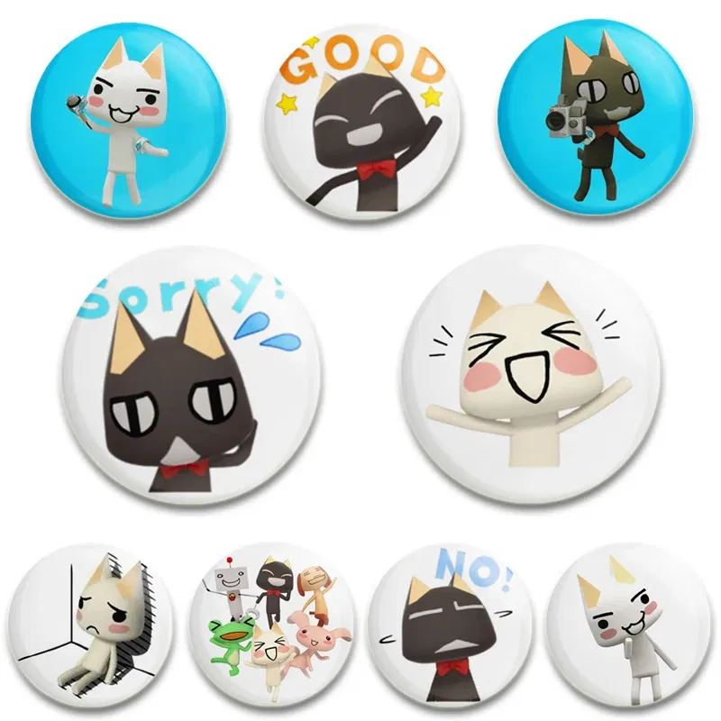 Color: Brown, Size: S - 58/44/32MM Cartoon Funny Toro Inoue Cat Pins Tinplate Badge DIY Custom Brooch for Fans Collection Gifts Decorative Clothes Hats