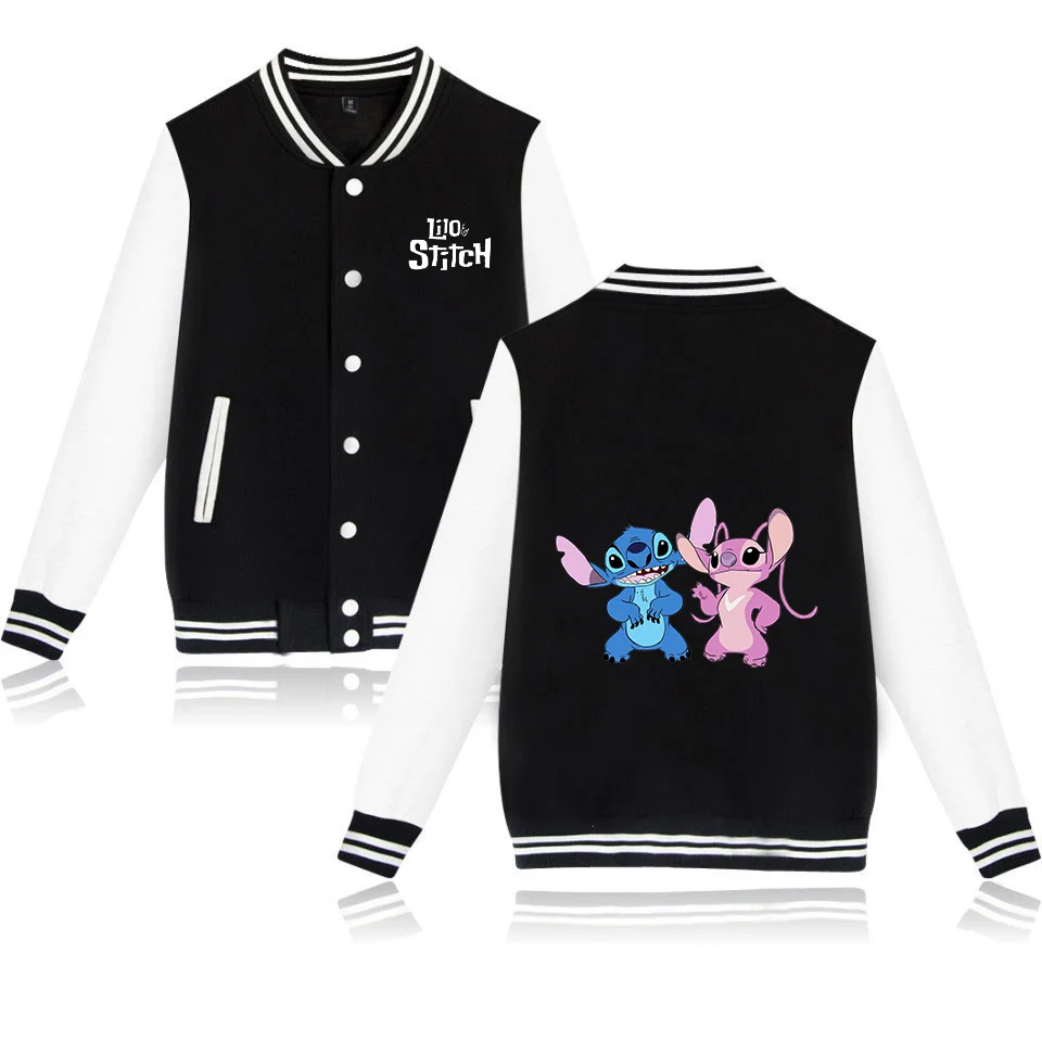 Color: Khaki, Size: 4XL - Lilo Stitch Baseball Jacket Men Women Hip Hop Harajuku Jackets Streetwear Kids Boys Girls Loose College Coats